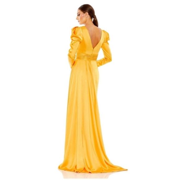 Mac Duggal 12404 Faux Wrap Long Sleeve A Line Gown 4 NWT - Picture 2 of 5